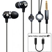Moto Z2 Force Compatible Premium Sound Hands-Free Headset Earphones w Mic Type-C Audio Adapter Headphones Jack Metal Sleek Earbuds Black for Motorola Moto Z2 Force