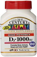 21st Century D 1000 iu Tablets, 110-Count (Pack of 3)