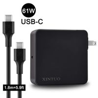 Black 61W USB-C Type C Power Adapter Charger, UL Certified USB-C Fast Charging for MacBook Pro 13", MacBook Air, iPad Pro 2018