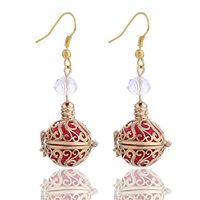 GIONO Filigree Crystal Openable Cage Aromatherapy Essential Oil Diffuser Locket Lava Stone Earring Set