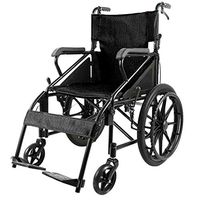 Elderly Portable Folding Manual Wheelchair Disabled Portable Wheelchair Elderly with Hand Brake Folding Wheelchair (Color : Black)