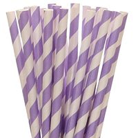 Biodegradable Paper Straws Lavender Striped (50)