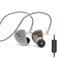 Linsoul KZ AS16 8BA Balanced Armatures in-Ear HiFi Metal Earphones with Aluminum Alloy Faceplate Resin Cavity, 0.75mm 2 Pin Detachable Cable (with mic, Black)