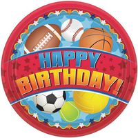 Hanna K. Signature Collection 8 Count Birthday Sports Paper Plate, 10.25-Inch