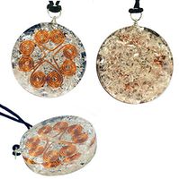 Orgonite Pendant Clear Quartz Heart Cooper Coil Orgone Gemstone Disc Reiki Spiritual Generator Energy Accumulator EMF Protection 2 inch