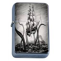 Gigantic Octopus Kraken Flip Top Oil Lighter D8 Scary Sea Monster Giant Attacking Squid