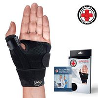 Doctor Developed Thumb Brace/Thumb Support/Thumb Splint/Thumb Stabilizer & Doctor Written Handbook - Fully Adjustable to Fit Any Thumb & Wrist on Both Right & Left Hands [Black, Single]