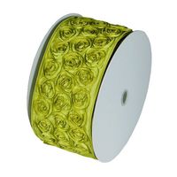 4" Wide x 10 Yards Rose Petal Rosette Ribbon with Wire Edge - Lime Green