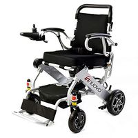 Fold Lightweight Electric Wheelchair Motorized Portable Power Motorized Scooter Chair with Controller and 2 * 12V Lithium Battery, Extremely Compact Design for Car and Air Travel, Black