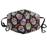 Face Mask Sugar Skull Floral Print Trendy Cycling Half Face Earloop Dust Mask for Men