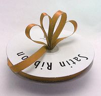 Ben Collection 1/4" X 50 Yards Double Face Satin Ribbon with Metallic Silver Edge (Antique Gold)
