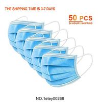 ᴍᴀsᴋ Droplet-Proof Rated Protective Face Cover (50pcs) Filtration Barrier Against Germ, Powder Disposable Blue