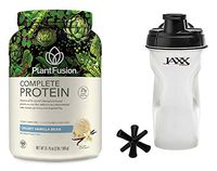 Complete Protein Vanilla Bean 2 lb (908g) by Plantfusion in Bundle with Jaxx Shaker Black 28 oz