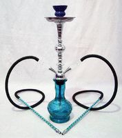 2 Hose Hookah Shisha Pipe Set BLUE OASIS 20" Hooka Narghile + Two Sheesha Hoses