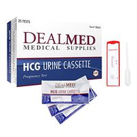Dealmed HCG Urine Cassette Pregnancy Test Kit - CLIA Waived Sterile Kit - Quick & Accurate Home Diagnostic Test for Pregnancy Detection (25 Tests/Box)