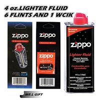 Zippo 4oz Fuel Fluid 1 Flint & 1 Wick Value Pack Combo