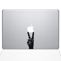 The Decal Guru Peace Sign Hand MacBook Decal Vinyl Sticker - 13" MacBook Pro (2016 & Newer) - Black (1147-MAC-13X-BLA)
