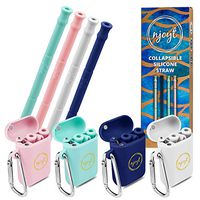 Collapsible Reusable Straws – Portable Drinking Silicone Straw With Case, Cleaning Brush & Keychain - Smoothie BPA-Free Foldable Drinking Straws For Hot & Cold Drinks - 2 Pack Available (4 Set)