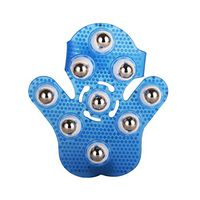 JOUDOO Palm Shape with 9 Metal Ball 360-degree-roller Massage Glove Full Body Beauty Massager (Blue)