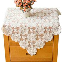 Lace Bed Cabinet Cover, Polyester Table Lamp Furniture Garden Yarn Cover Towel Dust Cloth Cover Princess Style White Freezer (Size : 80 140cm)