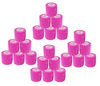 2 Inch Vet Wrap Tape Self Adhesive Medical Bandage Free Bonus Rolls (Fuchsia) (22 Pack Plus 2 Free Rolls) Self Adherent Cohesive First Aid Sport Flex Wrist Ankle Knee Sprains and Swelling