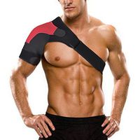 Single Shoulder Brace Support with Adjustable Strap and Pad for Ice Pack- Breathable, Comfy- Minimize Soreness, Soothe Pains, Support Rotator Cuff, Dislocated AC Joint by ZSZBACE (red, Right)