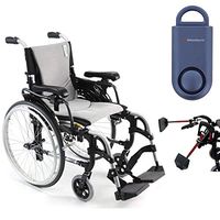 Karman S-Ergo 305 Ultra Lightweight Ergonomic Wheelchair | Upgraded to Elevating Legrests | Seat Size 18" X 17" | Frame Color Pearl Silver & Free 130 dB Matte Blue Personal Safety Alarm/Siren!