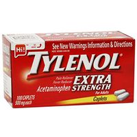 Tylenol Tylenol Extra Strength Pain Reliever Fever Reducer, 100 tabs 500 mg(Pack of 2)