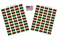 Made in USA! 100 Country Flag 1.5" x 1" Self Adhesive World Flag Scrapbook Stickers, Two Sheets of 50, 100 International Sticker Decal Flags Total (Libya)
