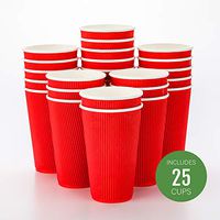 16 oz Red Paper Coffee Cup - Ripple Wall - 3 1/2" x 3 1/2" x 5 1/2" - 25 count box - Restaurantware