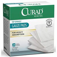 Curad Top Sponge, 4 Inches X 4 Inches, 2 Pad/Pouch, 24 Count (Pack of 3)