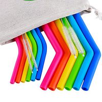 Reusable Straws 6Pcs 10" REGULAR SIZE Silicone Straws+ 6Pcs 10" Silicone Smoothie Straws+4 Brushes+ 1 Storage Pouch …