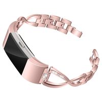 MeiLiio Bling Bands Fitbit Charge 2, Metal Replacement Stainless Rhinestone Bracelet Adjustable Wristband Compatible for Fitbit Charge 2 Smartwatch Strap for Women Girls (Rose Gold)