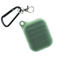 AutumnFall Women Men Gift, Silicone Cover Skin Case with Carabiner Anti-Lost for Apple AirPods Earphone (Army Green)