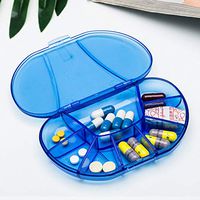 Coohole-Family Care Pill Box 7 Day Medicine Tablet Dispenser Organizer Weekly Storage Case Extra Large Easy Open BPA Free for Vitamin Fish Oil Supplements Medication Compartment Container (Blue)