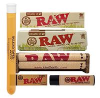 Bundle - 6 Items - RAW Organic King Size Slim Papers, 110 Roller, Clipper, Tips, Metal Paper Case and RPD KewlTube