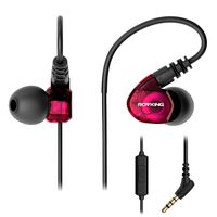ROVKING Wired Over Ear Sport Earbuds, Sweatproof in Ear Headphones for Running Gym Workout Exercise Jogging, Noise Isolating Earhook Earphones Ear Buds with Mic for Cell Phones MP3 Laptop, Wine Red