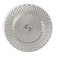 LinenTablecloth Silver Athena Glass Charger Plate 4/Pack