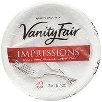 Vanity Fair Impressions Disposable Dessert Plates, Paper Plates, 60 Count (3 Packs of 20 Plates)