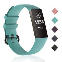 Lintelek Compatible with Fitbit Charge 3 Bands, Canvas Woven Fabric Band, Soft TPU Adjustable Replacement Wristbands, Silicone Straps Sports Accessories