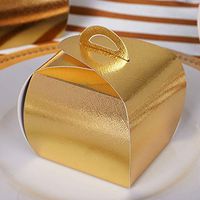 Tableclothsfactory 25pcs Gold Cupcake Purse Favor Boxes for Candy Treat Gift Wrap Box Party Favor Boxes for Bridal Shower Wedding Party