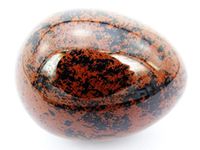 jennysun2010 1 Piece Natural Mahogany Obsidian Gemstone Egg Crystal Healing Sphere Massage Finger Exercise 35x40mm