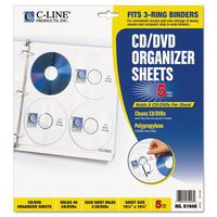 C-Line Deluxe CD Ring Binder Storage Pages for Standard 3-Ring Binders, Stores 8 CDs, 11.3 x 10.4 Inches, 5 Pages per Pack (61948)