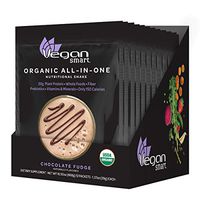 Vegansmart Plant Based Organic Protein Powder, All-in-One Nutritional Shake, Chocolate Fudge, 12 Single Serve Packets