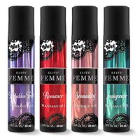Wet Elite Femme Aromatherapy Sensual Body and Bath Massage Oils - (4) 1 Ounce Assortment Pack - For Women, Men and Couples