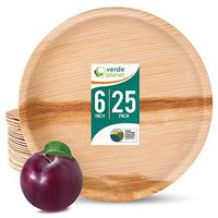 Verde Planet - 6 inch Round Palm Leaf Plates - Biodegradable, Ecofriendly, Disposable, Sturdy, Elegant, Premium Quality Plates, USDA Certified - 25 Count