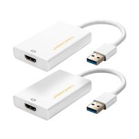 CableCreation 2-Pack USB to HDMI Adapter with DisplayLink Chipset,USB 3.0 to HDMI External Video Card for Windows, Mac OS X, Linux, White
