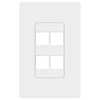 TOPGREENER 4 Port Keystone Jack RJ45 Screwless Wall Plate, Cat7 Cat6 Cat5 Compatible, Size 1-Gang 4.69" x 2.93", Ports .60" x 50", Polycarbonate Thermoplastic, SI8874, White