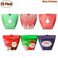 Fascola 18 Pieces Christmas Candy Treat Boxes with Ribbons Xmas Cookie Boxes Gift Boxes with Christmas Elements Patterns for Christmas Party Favors