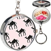 Portable Metal Pill Organizer Keychain Case Stash Box with 3 Compartments for Medicine Vitamin (Elegant Camel)